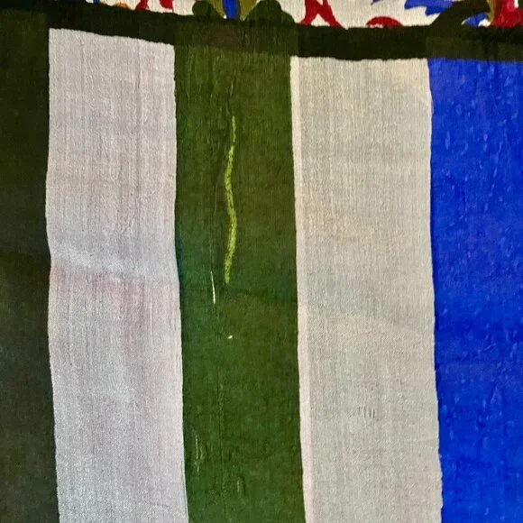 NEW Colorful Uzbek Painted Silk Scarf Shawl (Red/Blue/Green/White/Black) - Picture 4 of 6